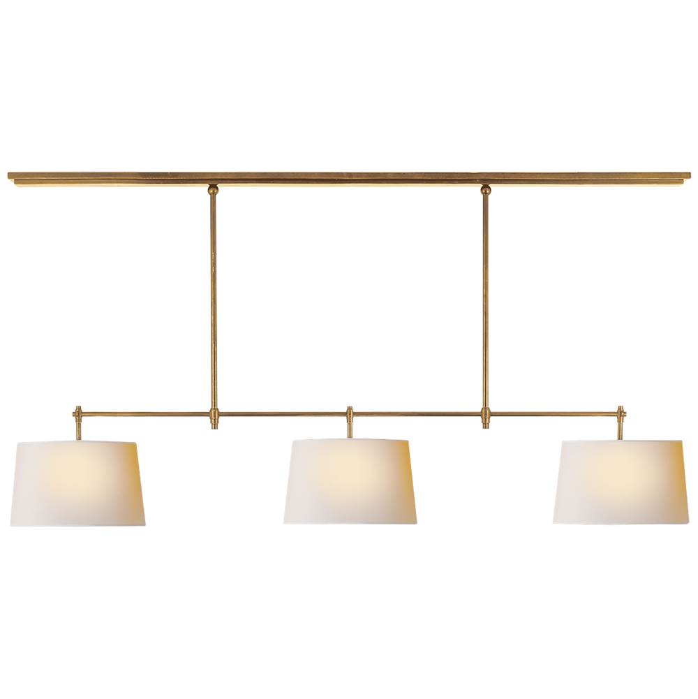 Visual Comfort Signature Collection Bryant Large Billiard in Hand-Rubbed Antique Brass with Natural Paper Shades
