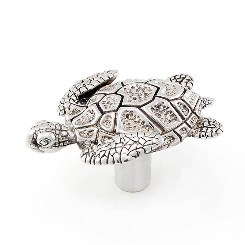 Vicenza Designs Pollino, Knob, Large, Turtle, Polished Silver