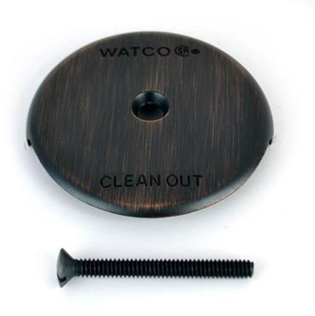 Watco Manufacturing Overflow Plate Kit 1-Hole Faceplate One Screw Rubbed Bronze Carded