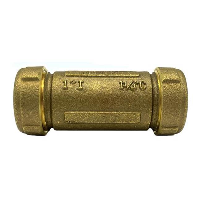 Wal-Rich Corporation 1'' Long Brass Compression Coupling (Lead-Free)