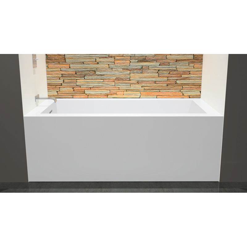 WETSTYLE Cube Bath 60 X 32 X 21 - 2 Walls - R Hand Drain - Built In Nt O/F & Sb Drain - White True High Gloss