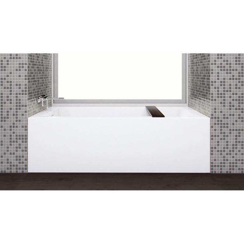 WETSTYLE Cube Bath 60 X 30 X 18 - 2 Walls - L Hand Drain - Built In Nt O/F & Pc Drain - White True High Gloss