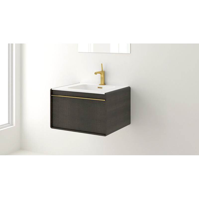 WETSTYLE Deco Vanity Wallmount 36'' - Wl Config Oak Coffee Bean And White Matte Lacquer - Brushed Steel