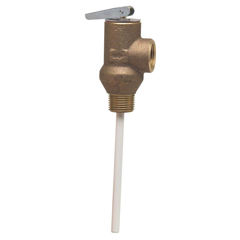 Watts 1/2 In Bronze Self Closing Temperature And Pressure Relief Valve, 75 psi, 210 degree F, Test Lever, Short Thermostat