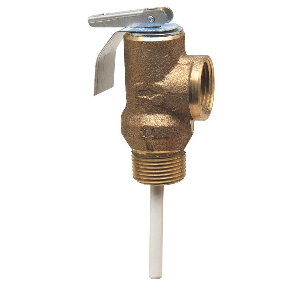 Watts 3/4 In Brass Self Closing Temperature And Pressure Relief Valve, 125 psi, 210 degree F, Test Lever, Short Thermostat
