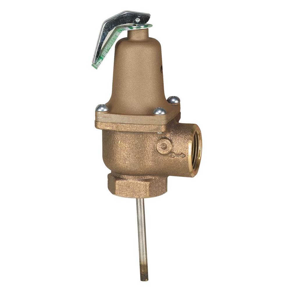 Watts 1 In Bronze Automatic Reseating Temperature And Pressure Relief Valve, 75 psi, 150 degree F, 6 In Thermostat, Female Connections