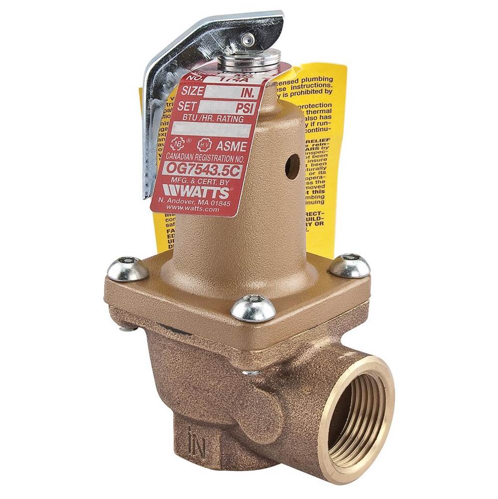 Watts 3/4 In Bronze Boiler Pressure Relief Valve, 95 psi, Threaded Female Connections