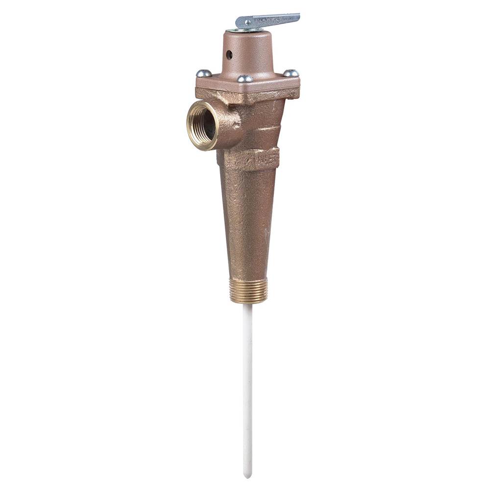 Watts 3/4 In Lead Free Automatic Reseating Temp/Pressure Relief Valve, 150 psi, 210 F, Test Lever, Extended Shank, 5 In Thermostat