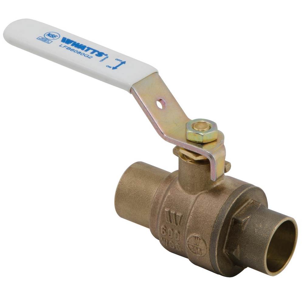 Watts 1 1/4 IN 2-Piece Full Port Lead Free Bronze Ball Valve, NPT End Connections