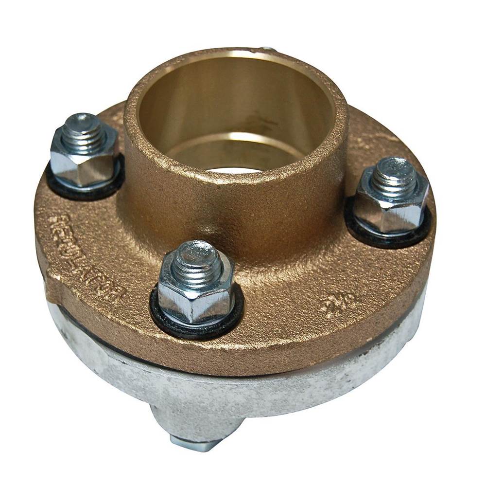 Watts 4 In Lead Free Dielectric Galvanized Iron Flange Pipe Fitting with Brass Tailpiece, Iron Pipe Thread To Copper Solder Joint
