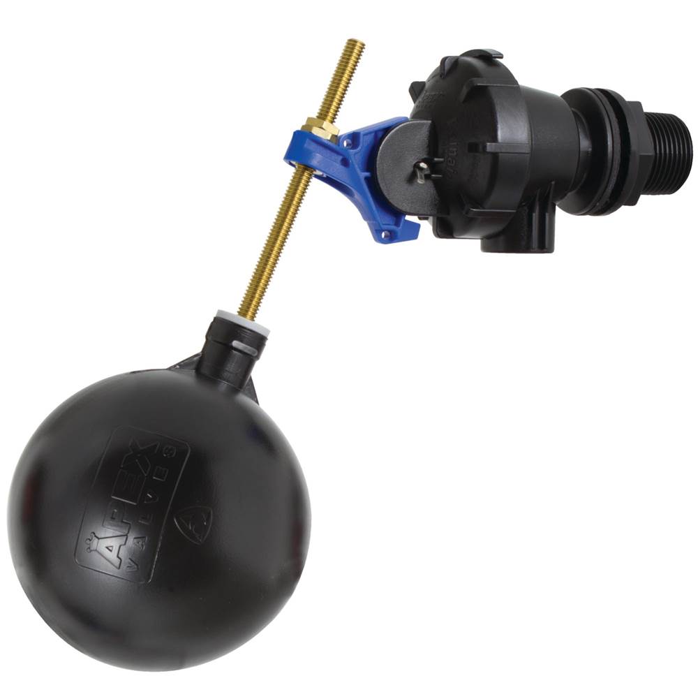 Watts 1 IN Black Plastic Diaphragm Activated Long Tail Top Entry Trough Valve with Float