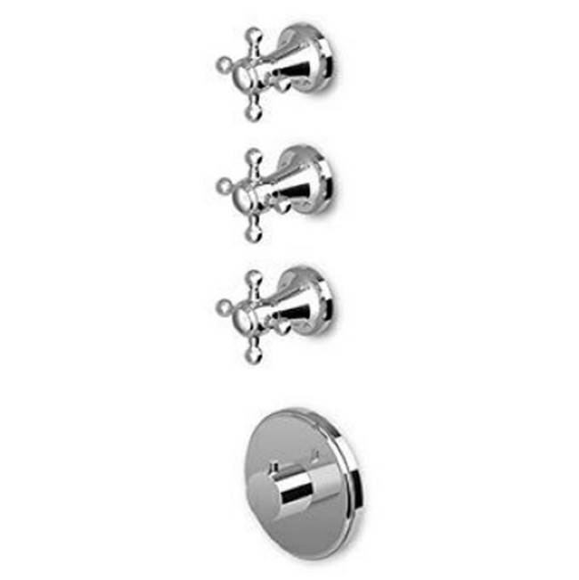 Zucchetti USA Built-in thermostatic shower mixer with 3 volume controls.